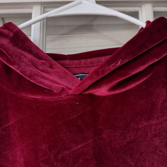 Forever 21 Mens velour/velvet burgundy hoodie size Small - Picture 8 of 9
